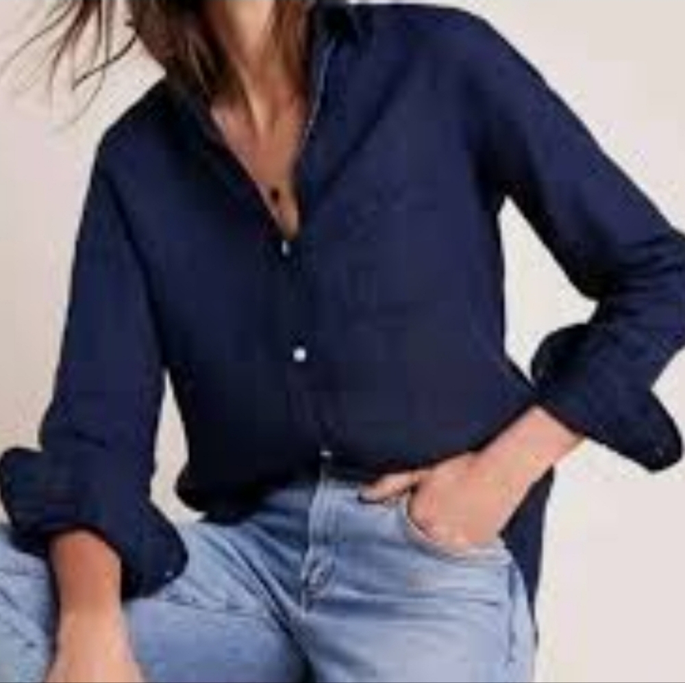 Jones Wear Sport Linen Shirt in Deep Blue